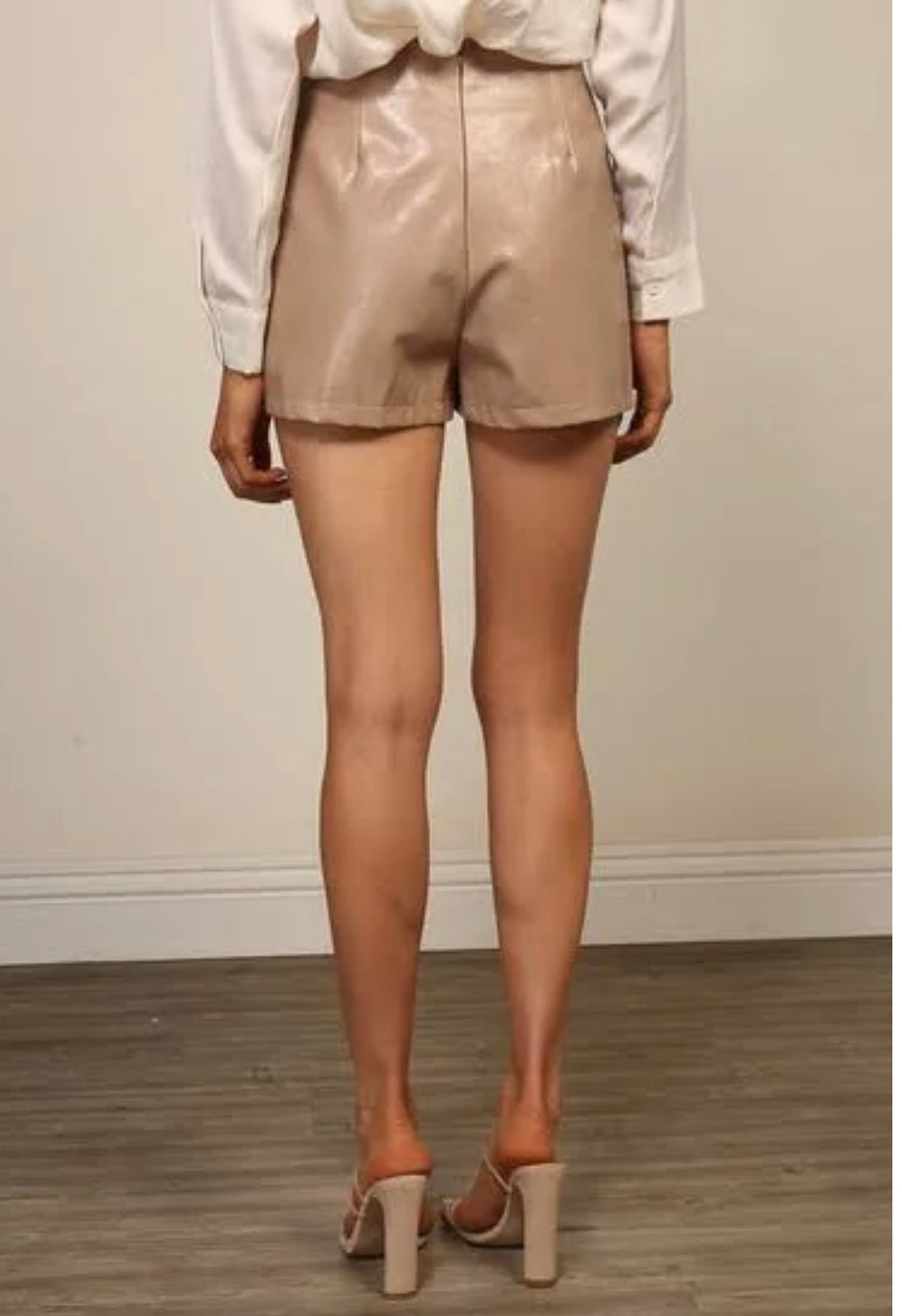 Leather Taupe Shorts