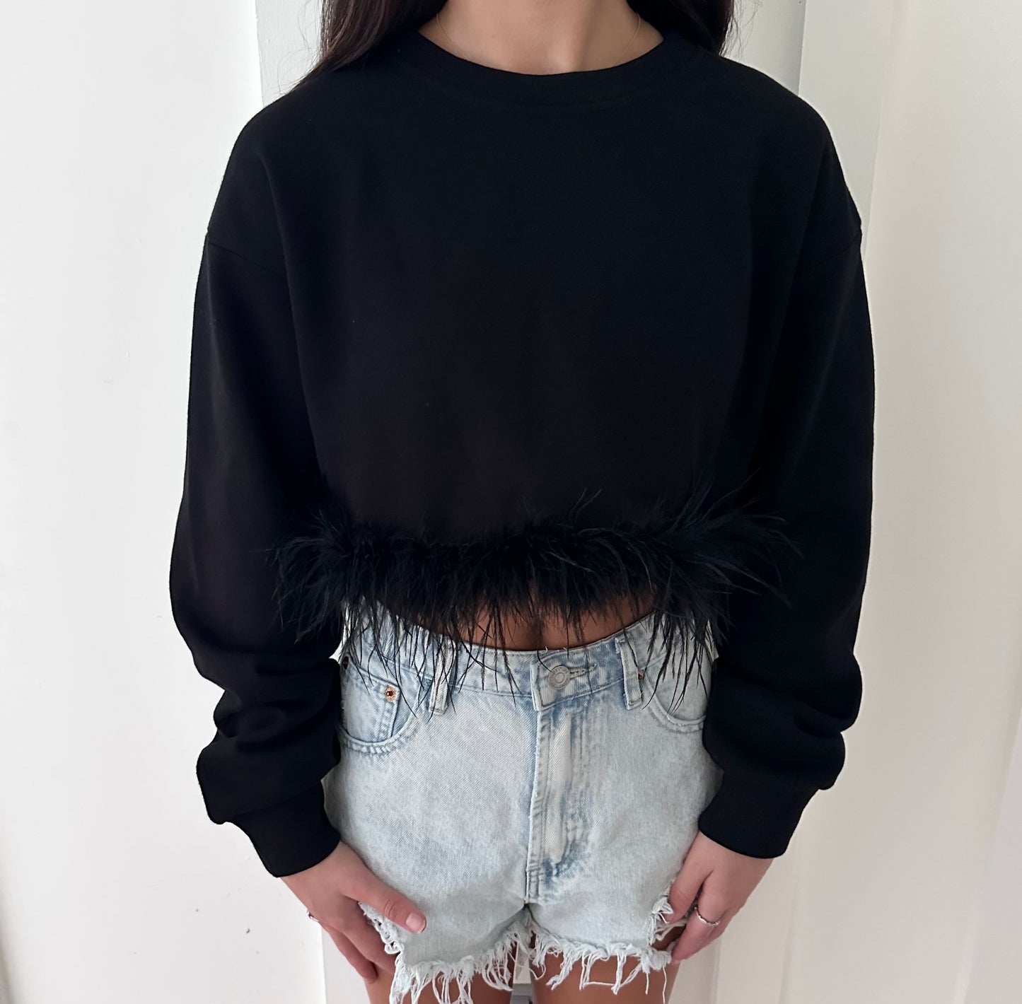 Harper Feather Trim Sweatshirt